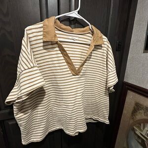 Maurices Tan and White Striped Top